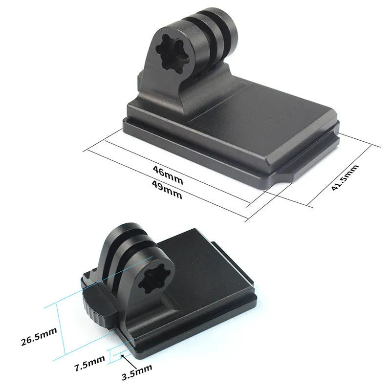 Black aluminium alloy and plastic helmet holder extension with quick release bracket for GoPro Hero 3 and 4 cameras