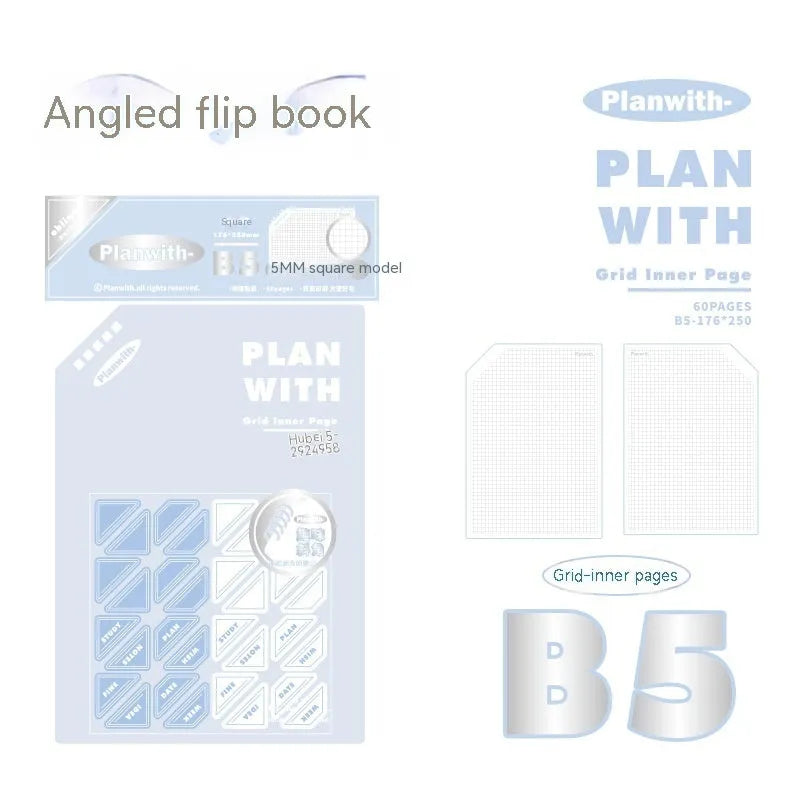 Artsy Ins Style Salt Series oblique angle student draft notebook in A5 or B5 size with white pages.