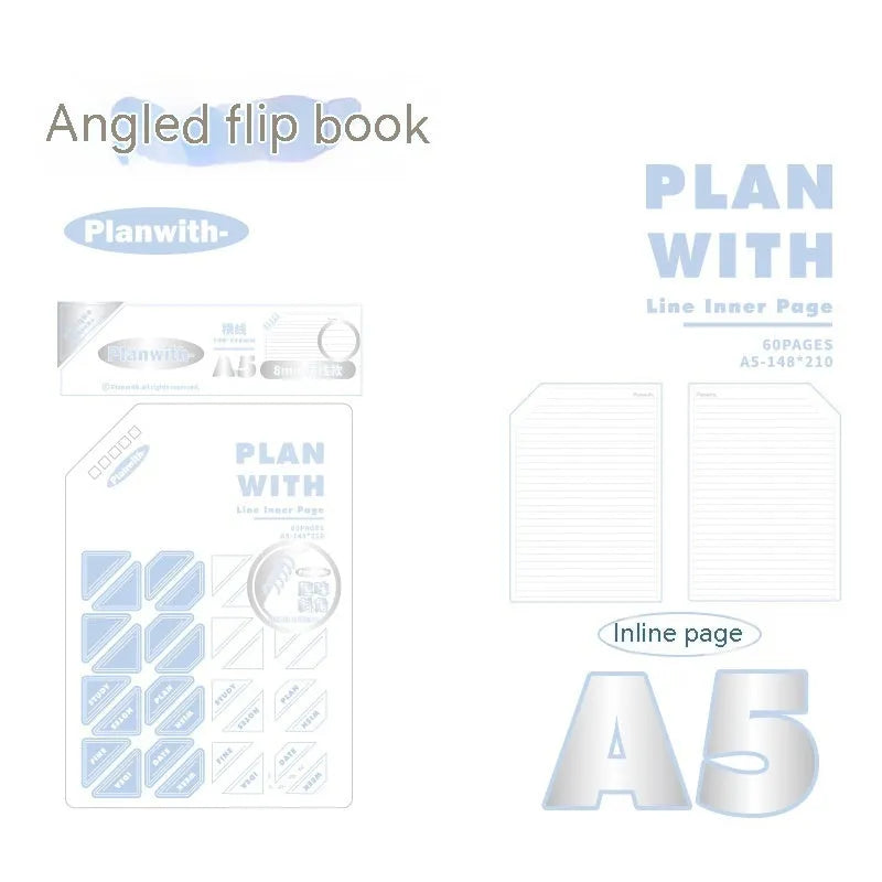 Artsy Ins Style Salt Series oblique angle student draft notebook in A5 or B5 size with white pages.