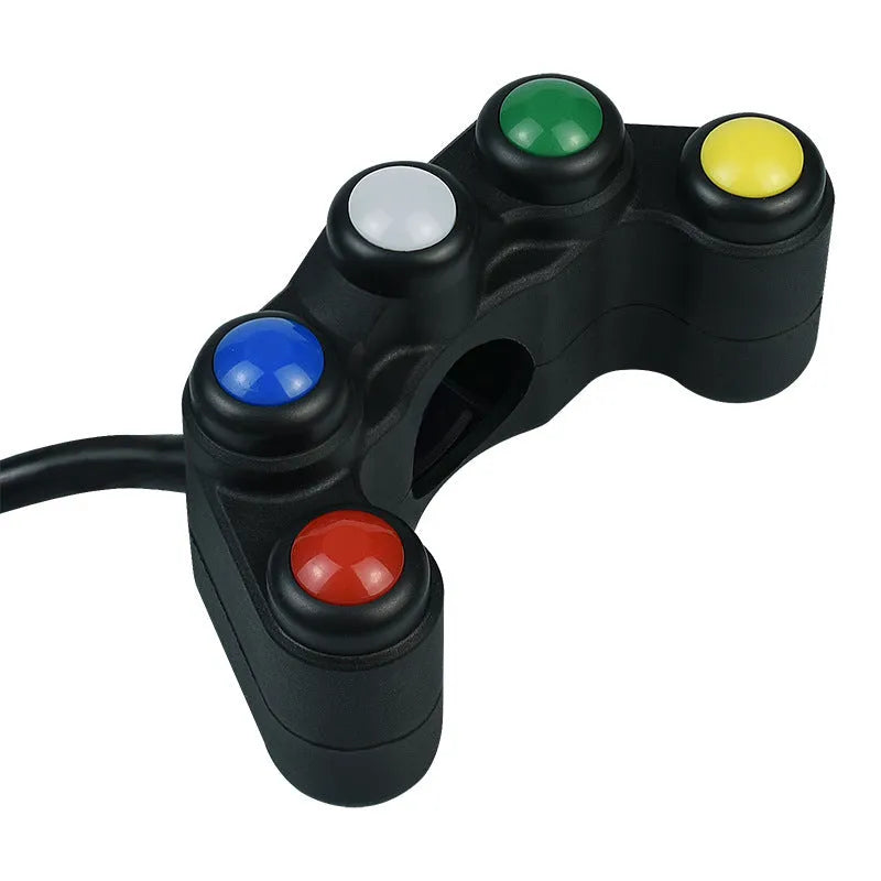 Five-colour rotary automotive switch with key lock for motorcycle and car accessory control.