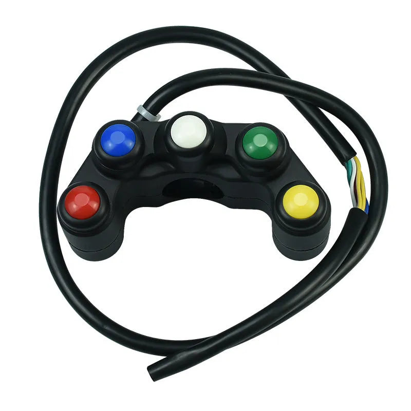 Five-colour rotary automotive switch with key lock for motorcycle and car accessory control.