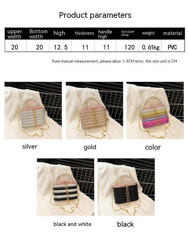 Women's retro style crossbody handbag with beaded pearl details on soft PU leather in a choice of colours.