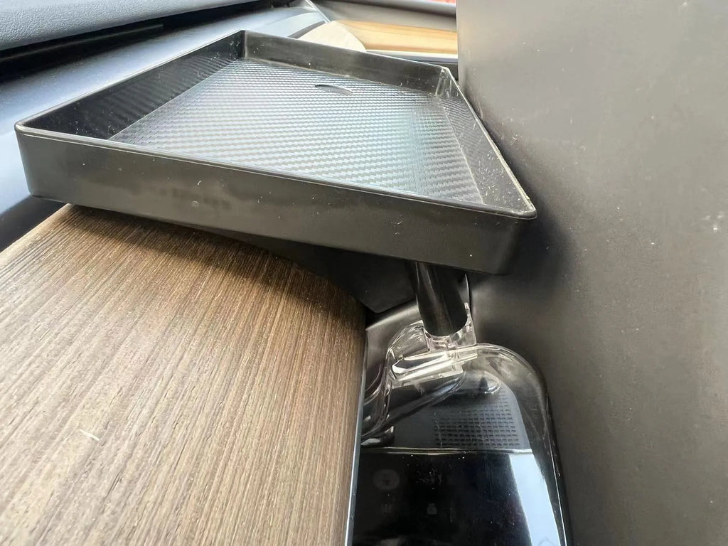 Tesla Model 3 and Y under-screen storage organiser box with ETC card slot in black ABS plastic