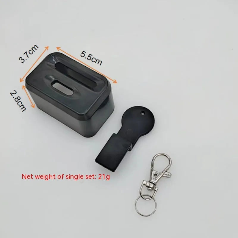 Black and red plastic seat belt buckle clamp holders for automotive use