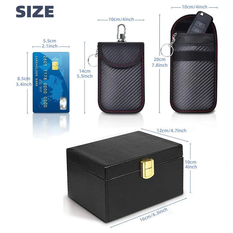 RFID shielding box and two key cases with carbon fiber anti-theft protection