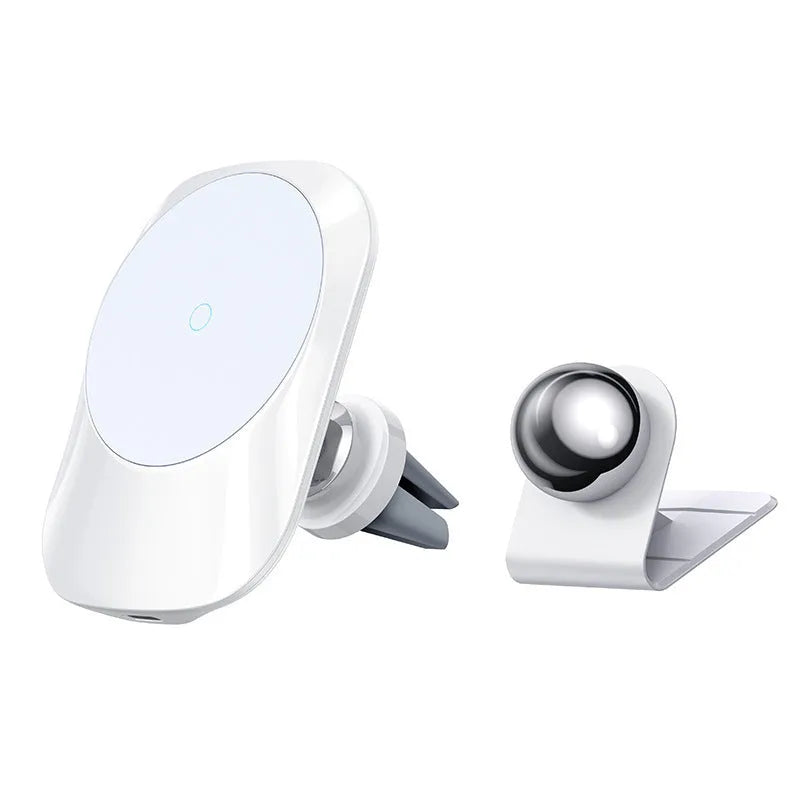 Magnetic car wireless charging stand with dashboard and air vent mounting bases