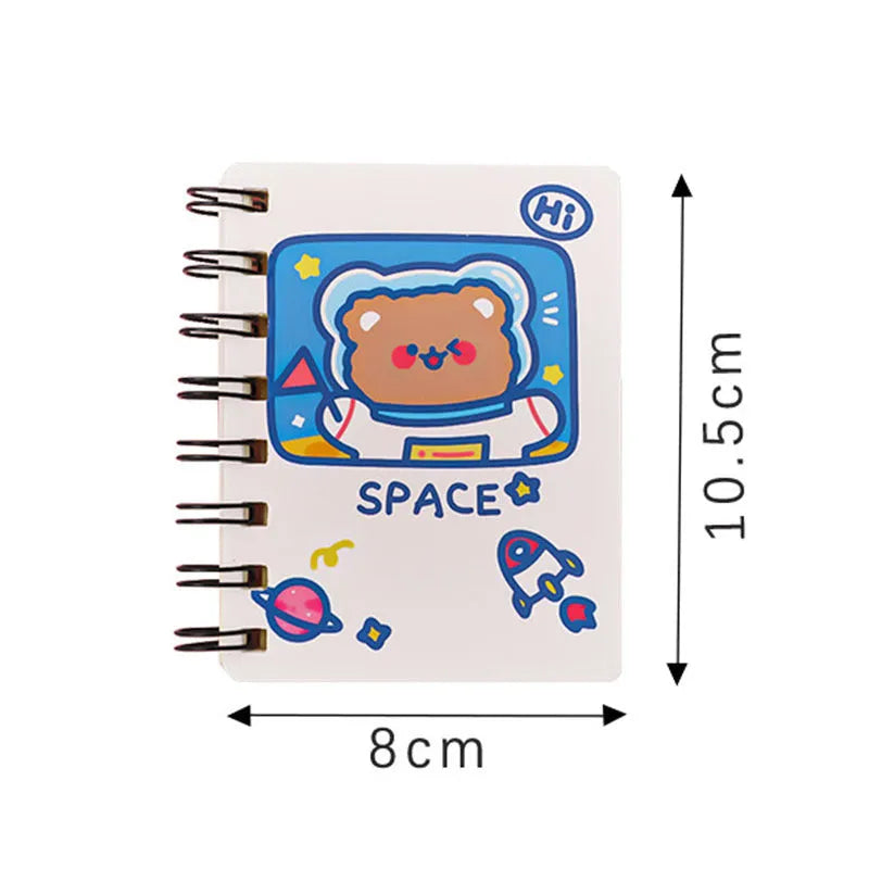 Astronaut series pocket flipper notebook showing one of four cover design options: Astronaut Bear, Planet Teddy, Space Cat, or UFO.