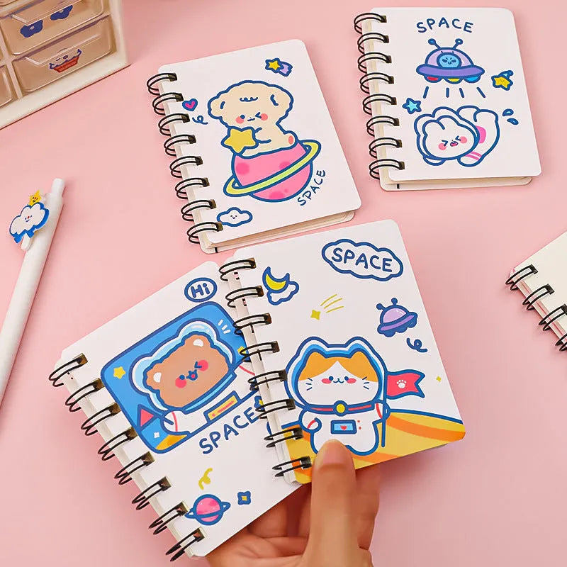 Astronaut series pocket flipper notebook showing one of four cover design options: Astronaut Bear, Planet Teddy, Space Cat, or UFO.