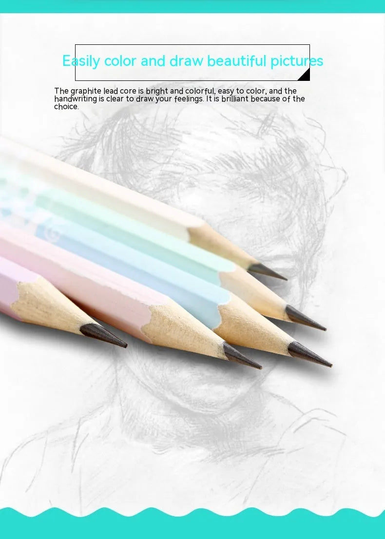 Basswood six-angle thermal transfer pencils with wooden barrels and HB refills in pack of 50