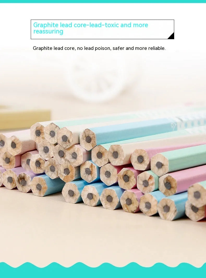 Basswood six-angle thermal transfer pencils with wooden barrels and HB refills in pack of 50