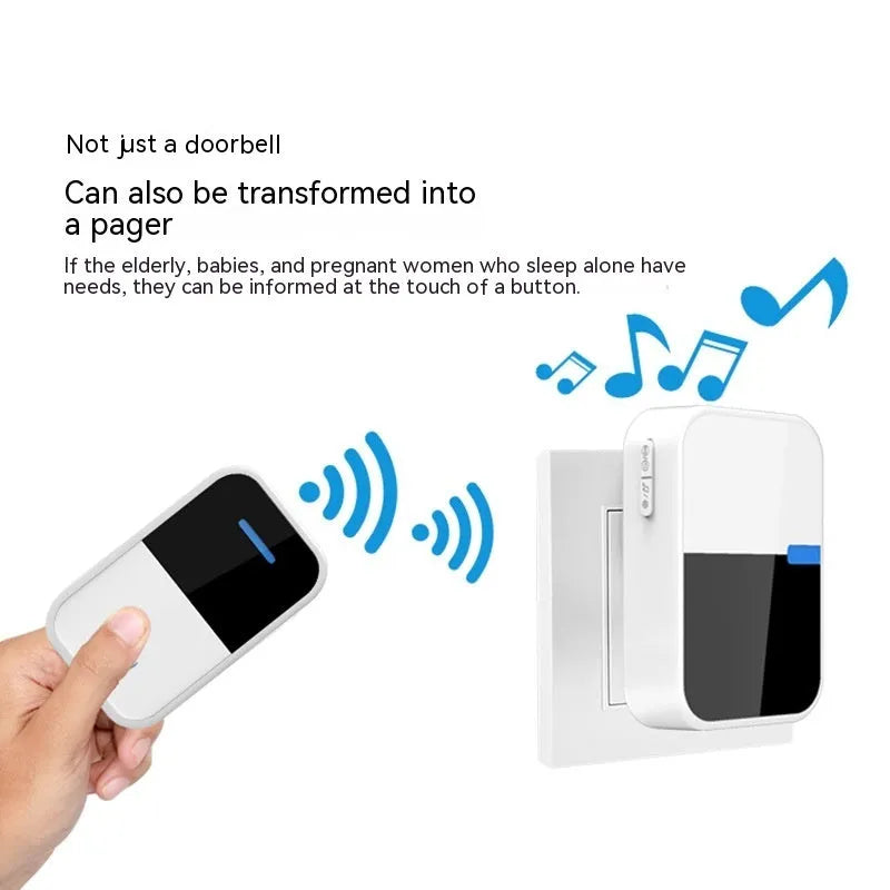 White plastic wireless doorbell system with receiver and transmitter components for long-distance home use