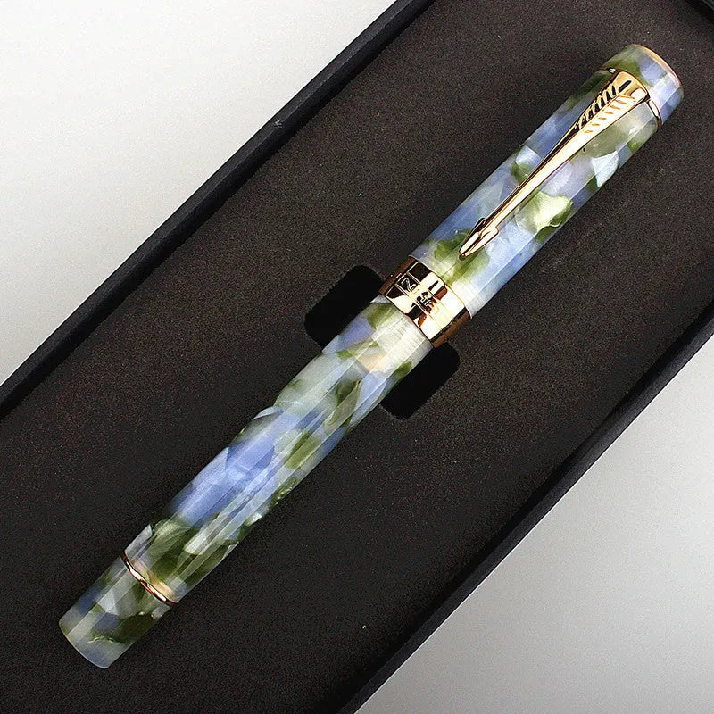 Deep bath green metal ballpoint pen showing three tip options: 0.5mm fine, 0.7mm medium, and 1.0mm art tip