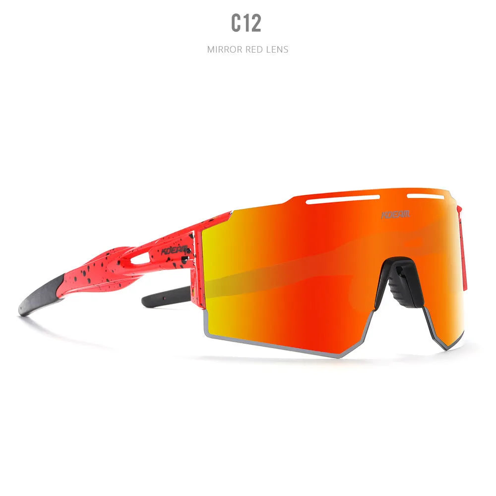Polarized cycling sunglasses with TR90 frameless sports design in athletic colours