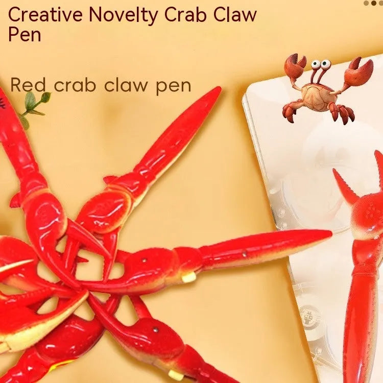 Creative crab pressing can clip ballpoint pen showing interactive mechanism and clip functionality