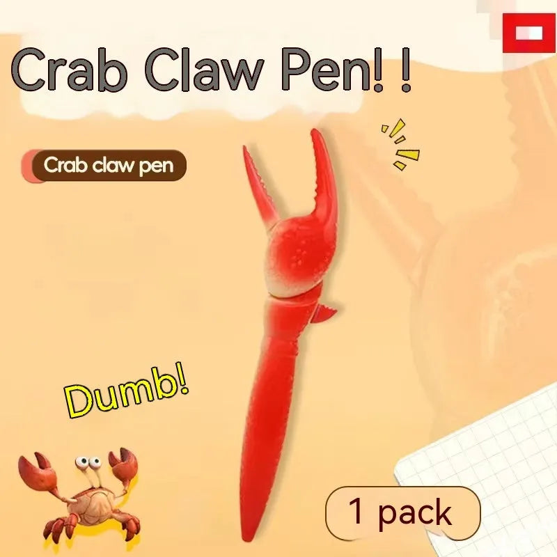 Creative crab pressing can clip ballpoint pen showing interactive mechanism and clip functionality
