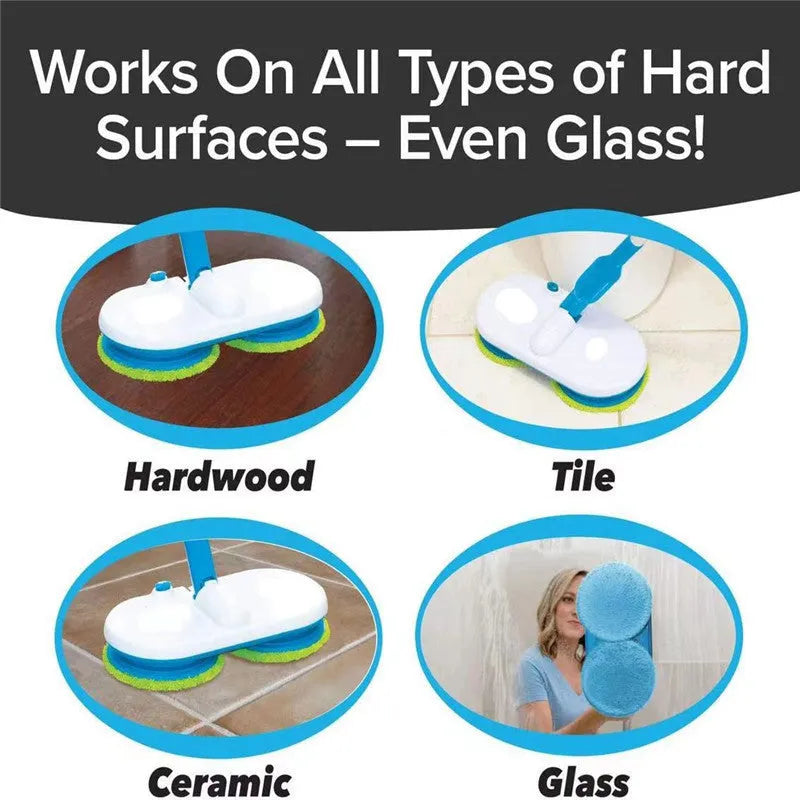 Wireless electric floor mop with USB charging port and multiple cleaning pads