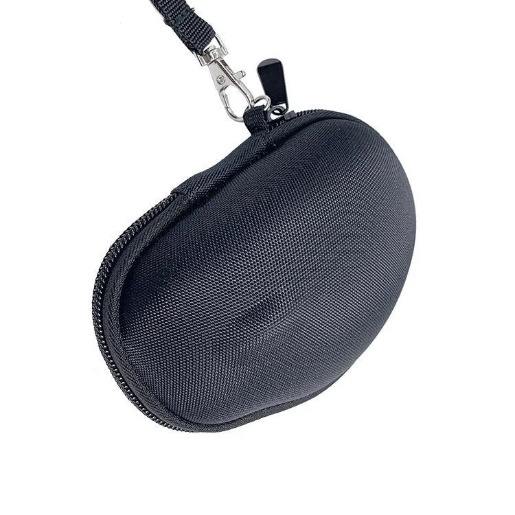 Black nylon protective case for Logitech M720 mouse with grey internal lining and thermal transfer detailing
