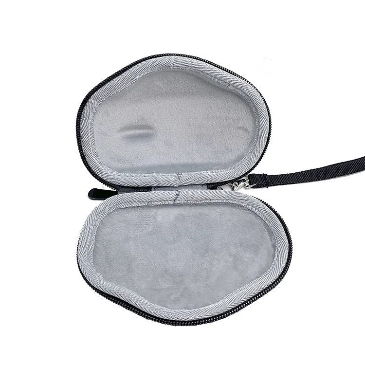 Black nylon protective case for Logitech M720 mouse with grey internal lining and thermal transfer detailing