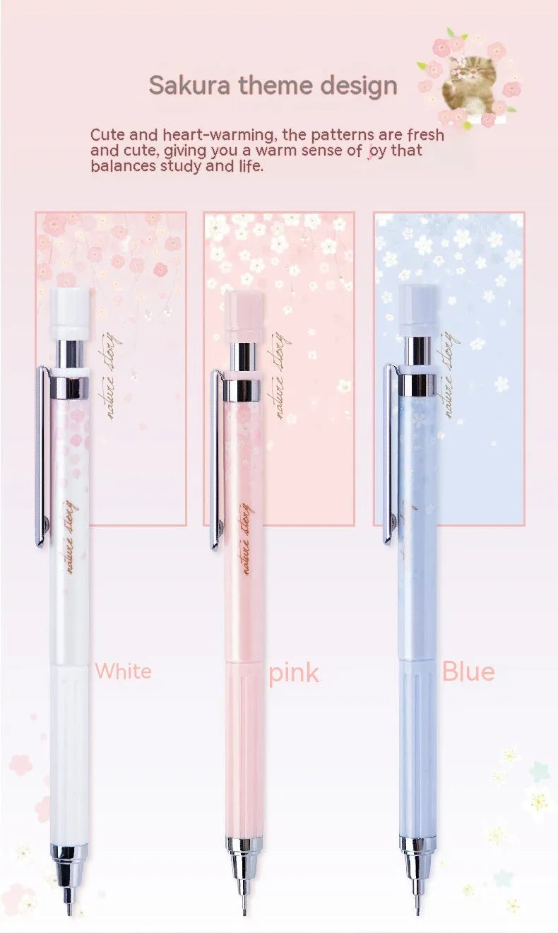 Mixed colour cartoon design automatic pencils and HB refill boxes set