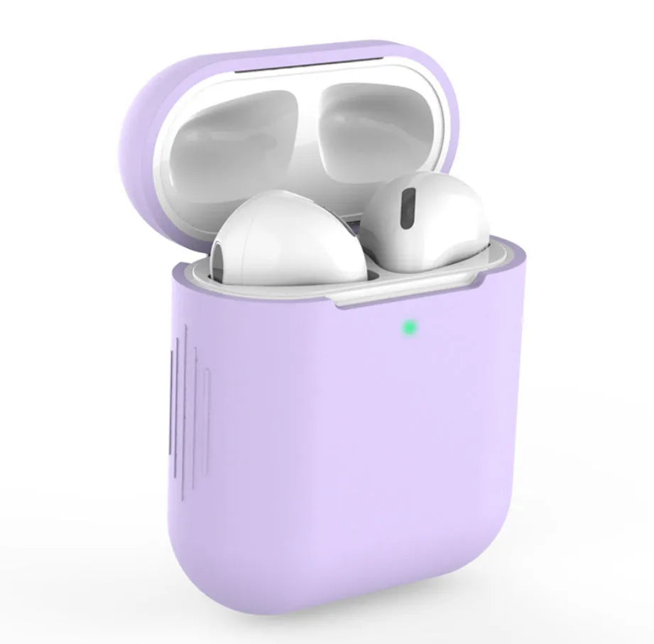 Silicone protective case cover for Apple AirPods 2 wireless headphones in multiple colour options.