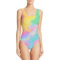 Girl's digital print one-piece swimsuit in polyester fabric with sleeveless design