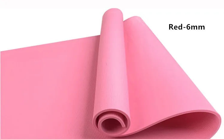 Super soft EVA yoga mat in blue showing texture and thickness