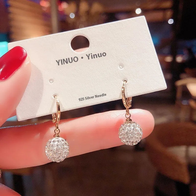 Women's zircon earrings with electroplated finish in geometric rose designs on copper