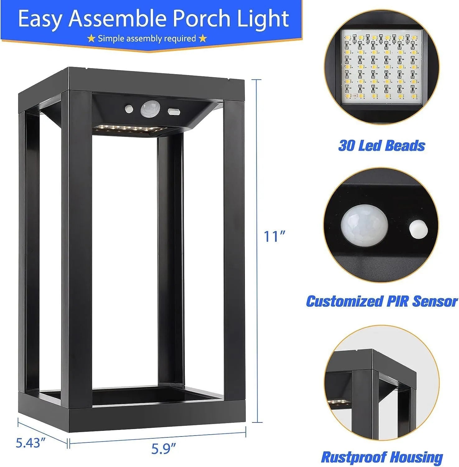 Modern Chinese outdoor solar wall lamp with IP65 waterproof rating for garden installation
