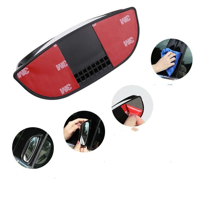 Two-row universal wide angle car mirror with black ABS housing, 126x48x46mm dimensions
