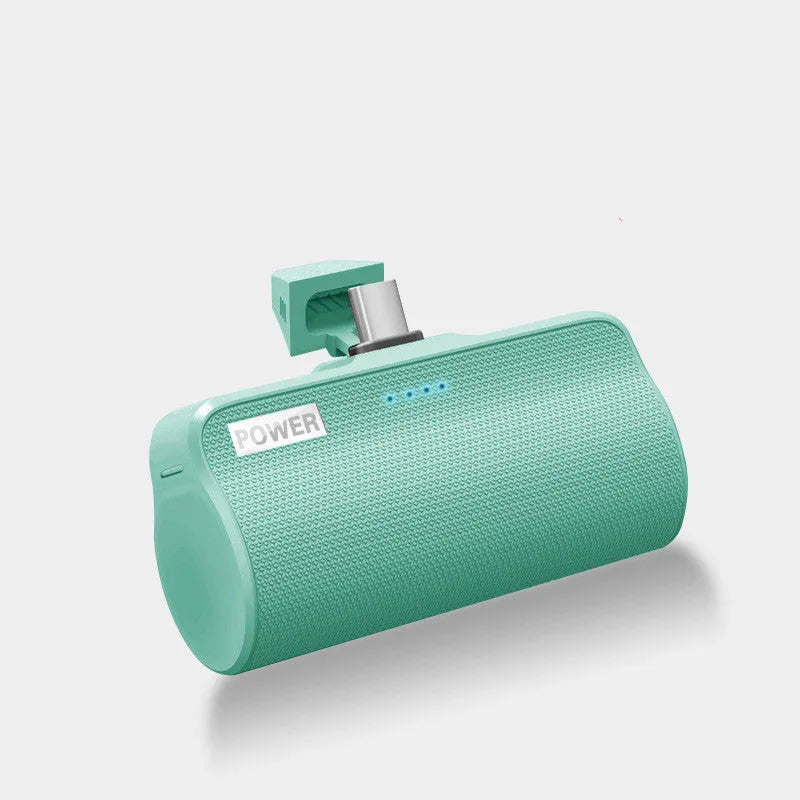 Universal 3000 mAh power bank in black, green, pink, and white colour options