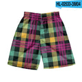 Men's plaid shorts with elastic waistband in straight leg fit for casual summer wear