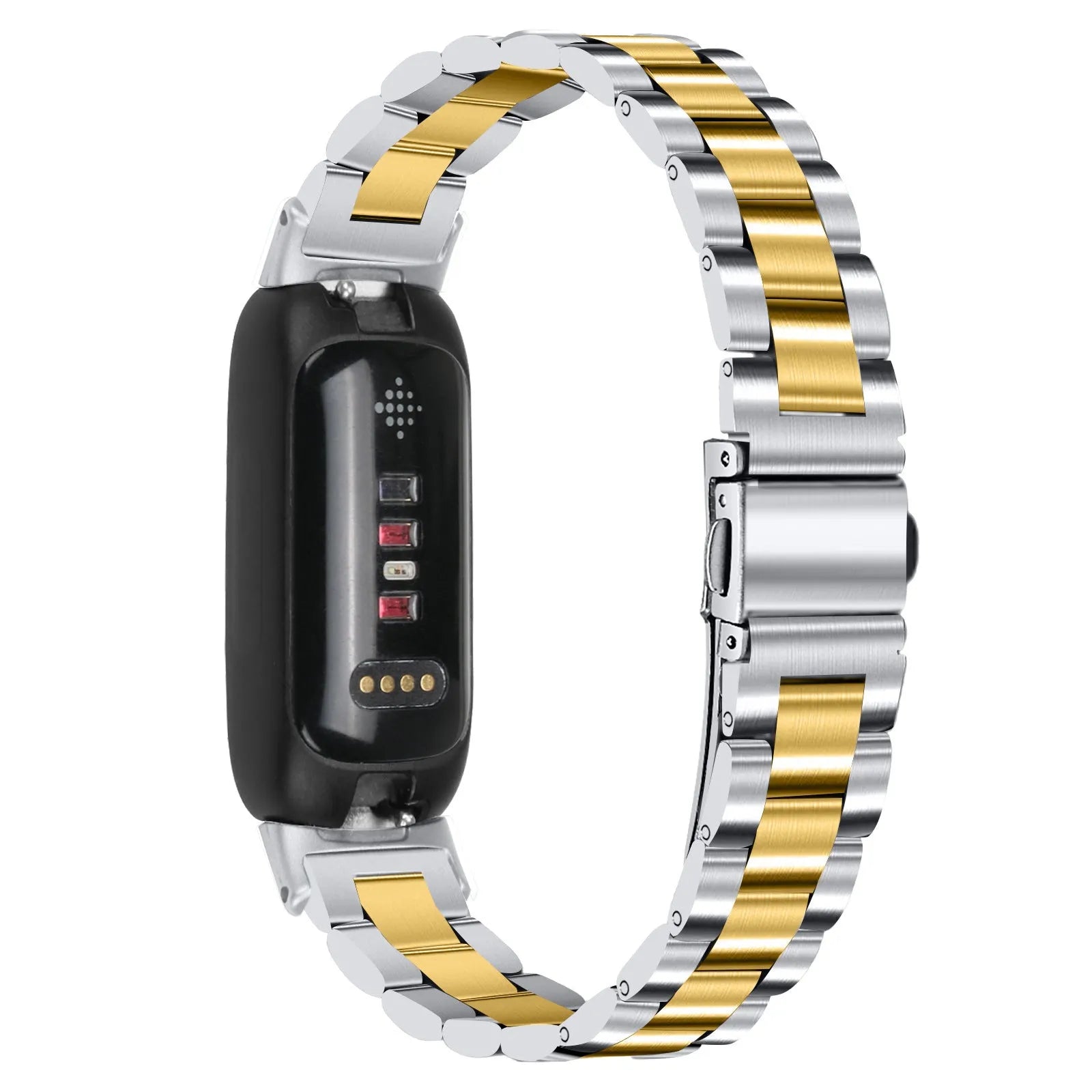 Stainless steel watch strap with three-beads design for Fitbit Inspire3 in multiple colours.