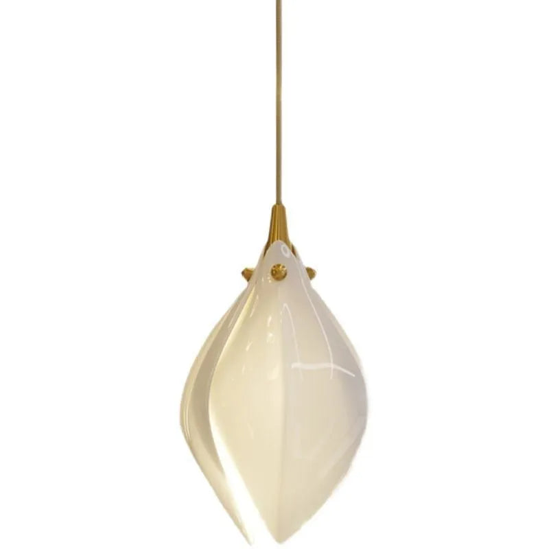Single head ceramic magnolia flower pendant chandelier light with a minimalist design.