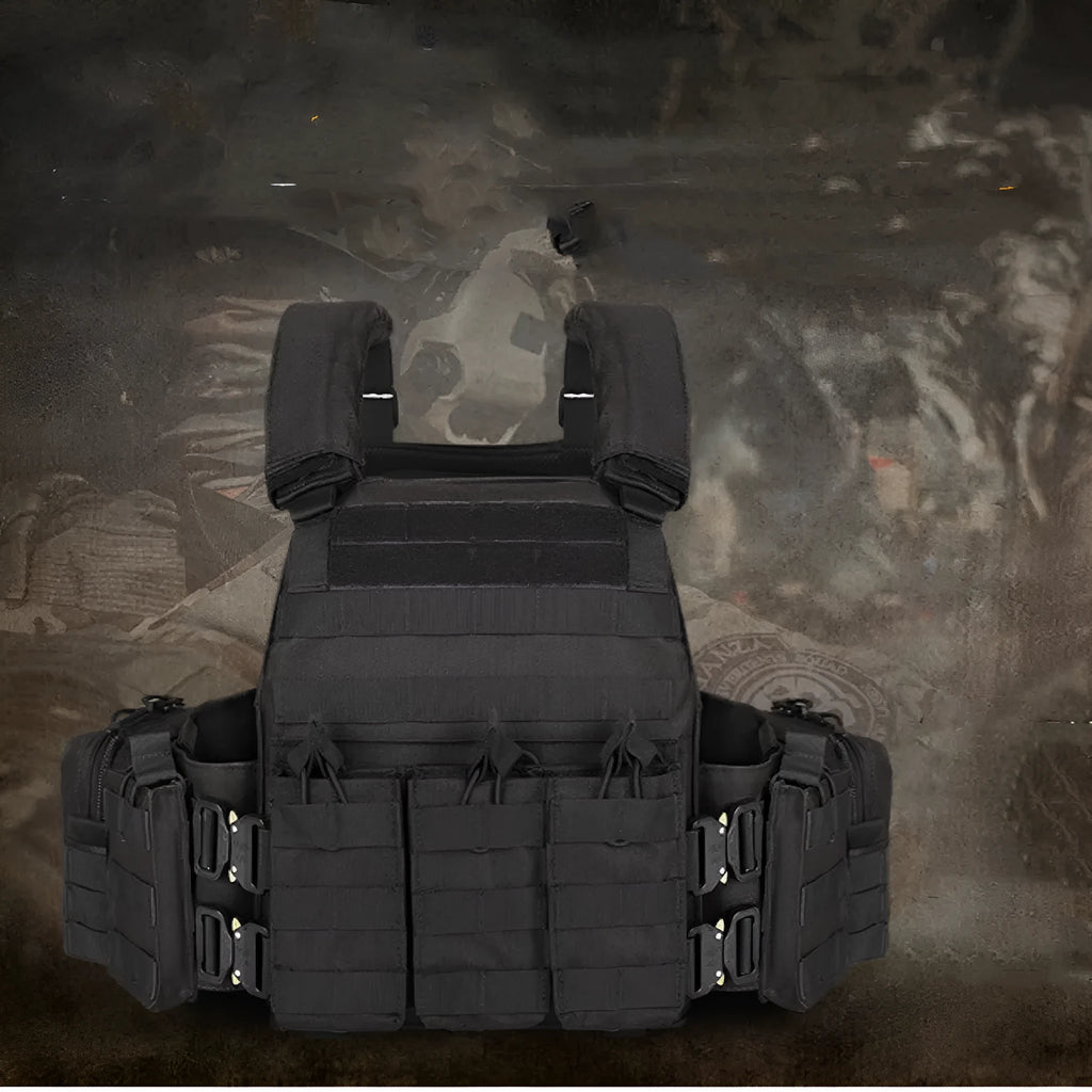 Men's camouflage tactical training vest in polyester with free size fit