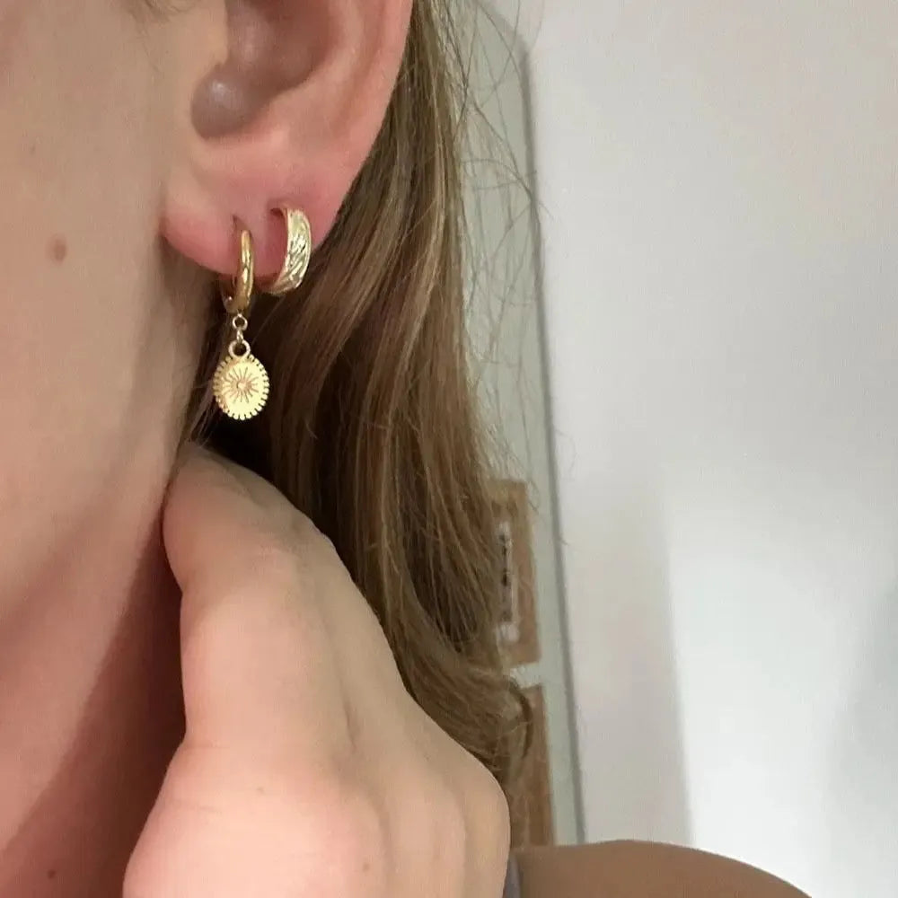 Geometric stainless steel ear button earrings with ellipse design for women in XY-EH005 colour