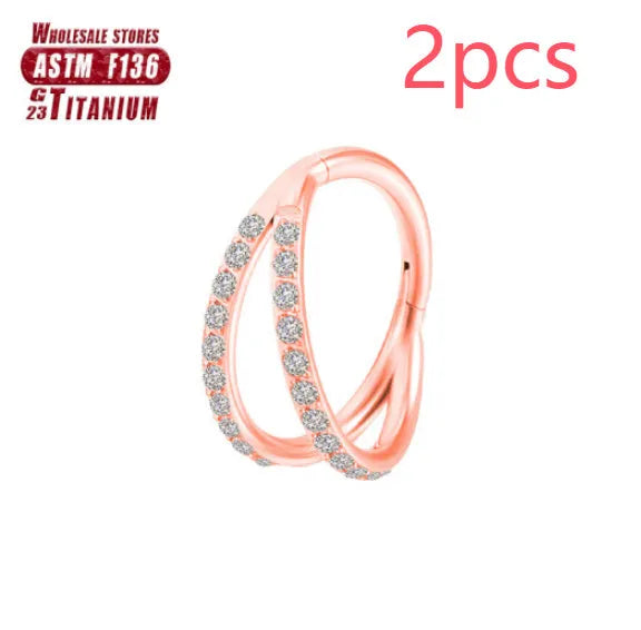 Titanium alloy nose ring body piercing jewellery with diamond cut treatment in silver, gold, black, rose gold or colourful finish.