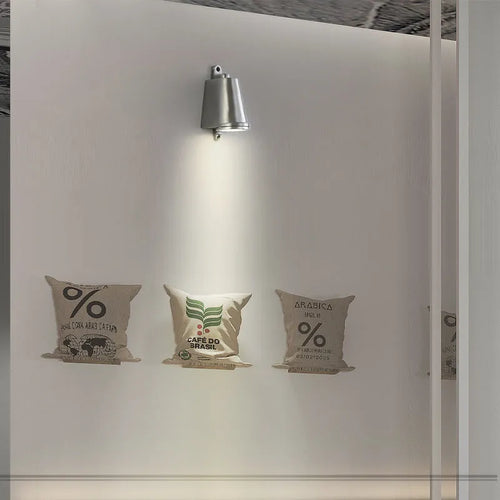 Industrial cast aluminium horseshoe wall lamp in 75mm diameter with sand finish