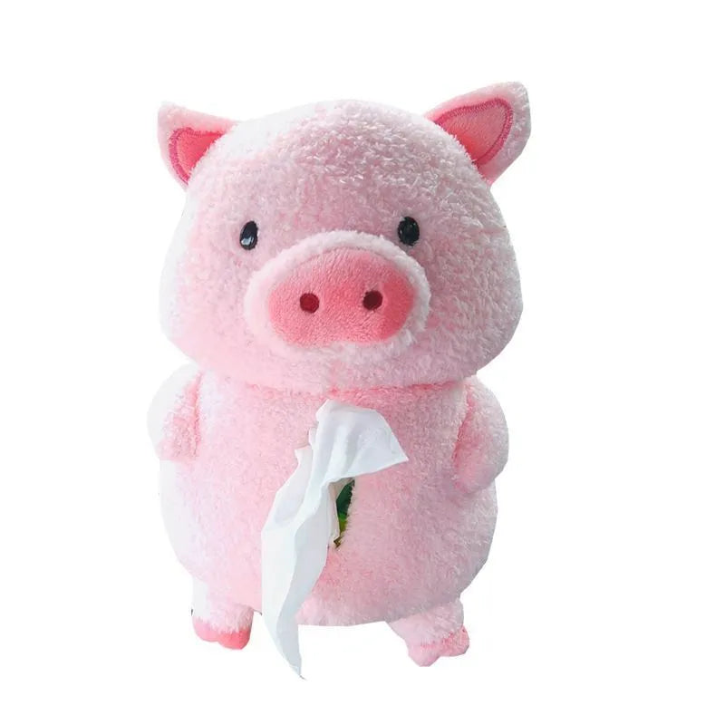 Plush cartoon lamb car tissue box holder for vehicle or home decoration