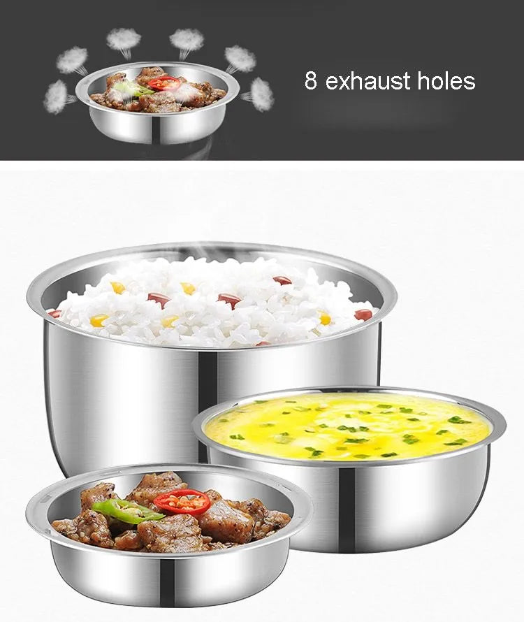 White multi-function electric lunch box with USB cable and two-layer or three-layer design options