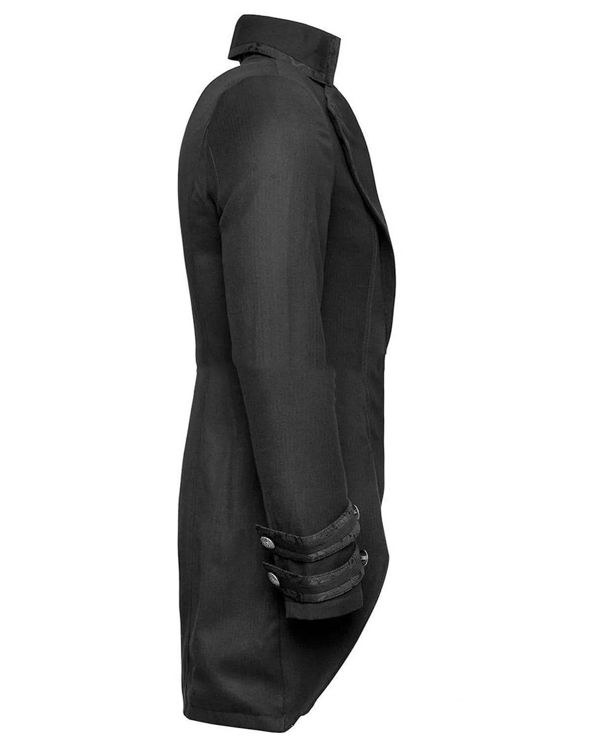 Black Victorian morning gown jacket for men's and women's Gothic cosplay and formalwear.