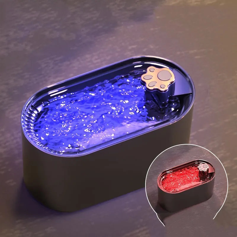 3L automatic pet water fountain in Berlin blue with quiet pump, filtration system, and LED indicator