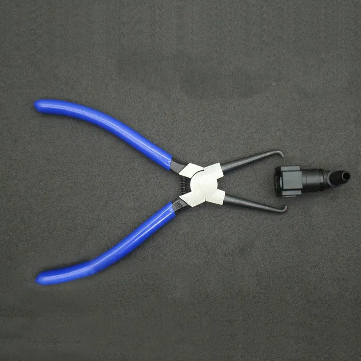 Caliper tubing pliers for fuel line maintenance with special connector removal jaws in L and S sizes