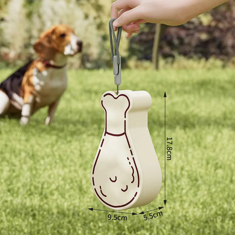 Orange and white portable pet water feeder with food container for dogs and cats outdoor use