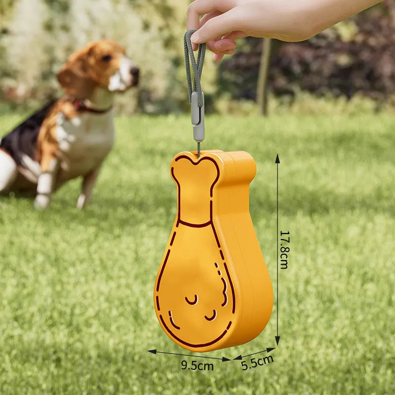 Orange and white portable pet water feeder with food container for dogs and cats outdoor use