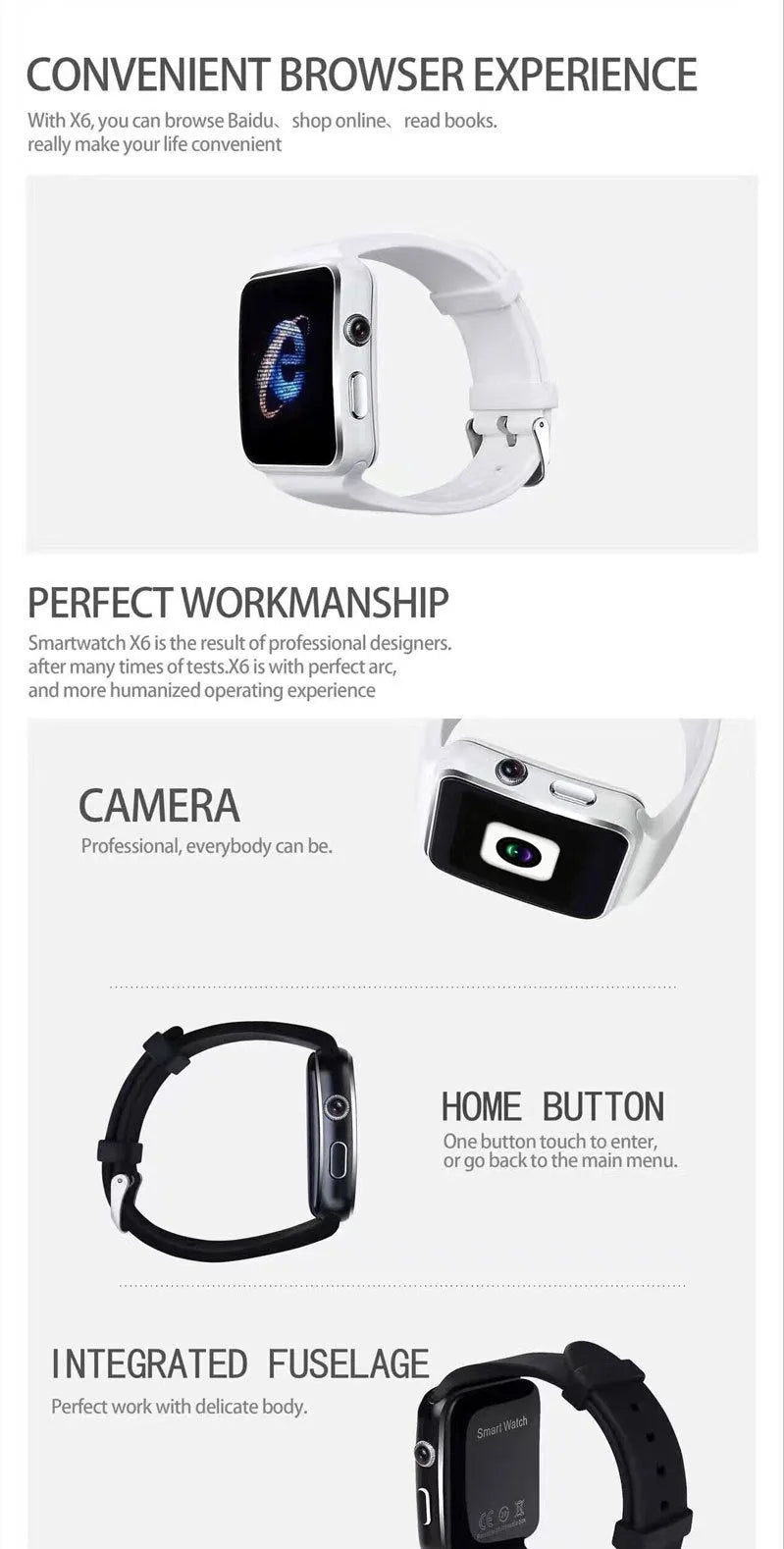 Smart watch with 1.54-inch touchscreen and silicone strap on a wrist