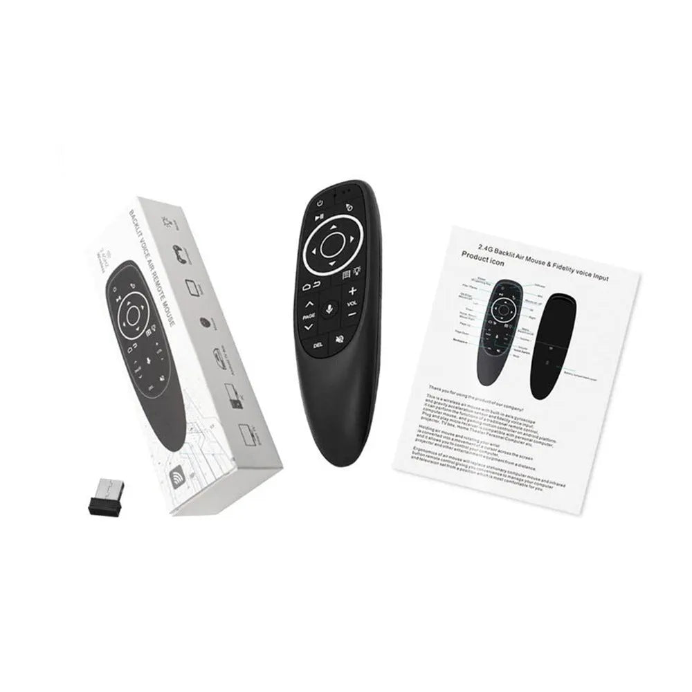 G10 G10S black voice remote control with silicone buttons and plastic shell for Android players