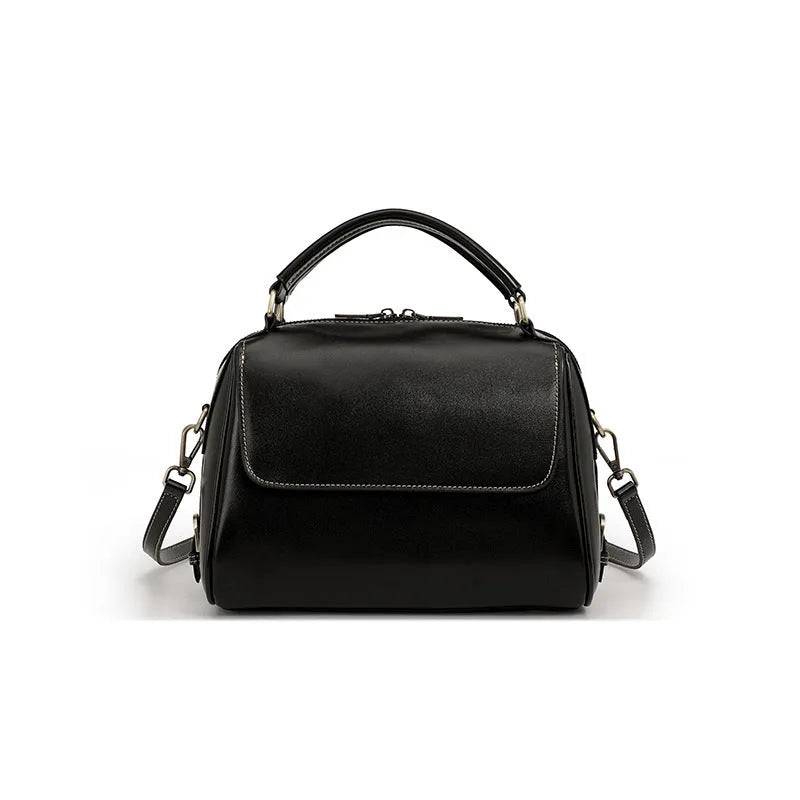 Women's genuine leather crossbody tote bag in cross square design with multiple compartments