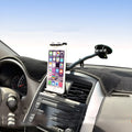 Black vehicle-mounted tablet holder with suction cup for 4-12 inch devices on car dashboard