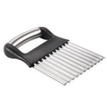 Stainless steel potato wave knife for crinkle cutting chips and waffle fries
