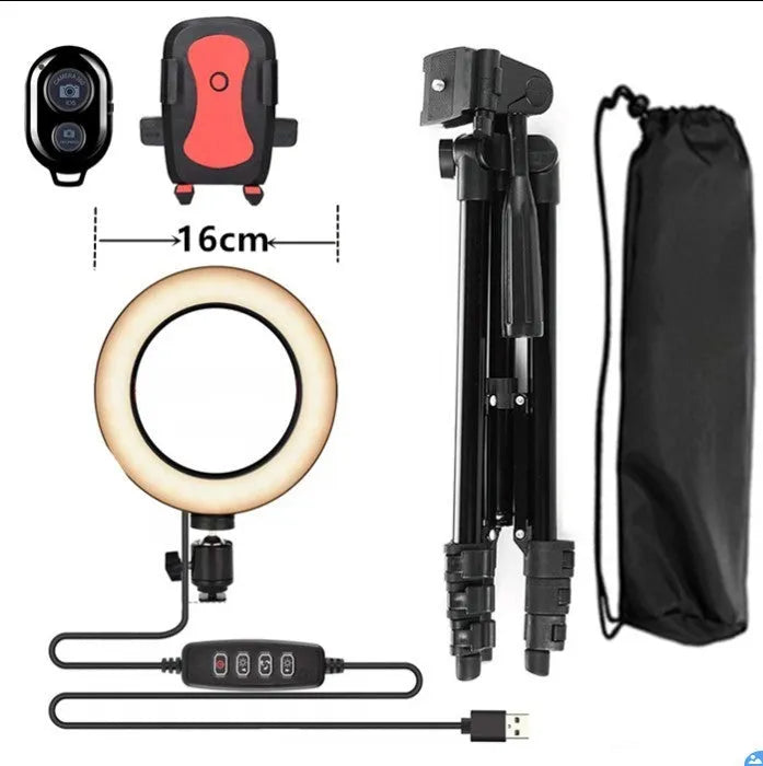 Adjustable live phone stand extended to maximum height with smartphone mounted